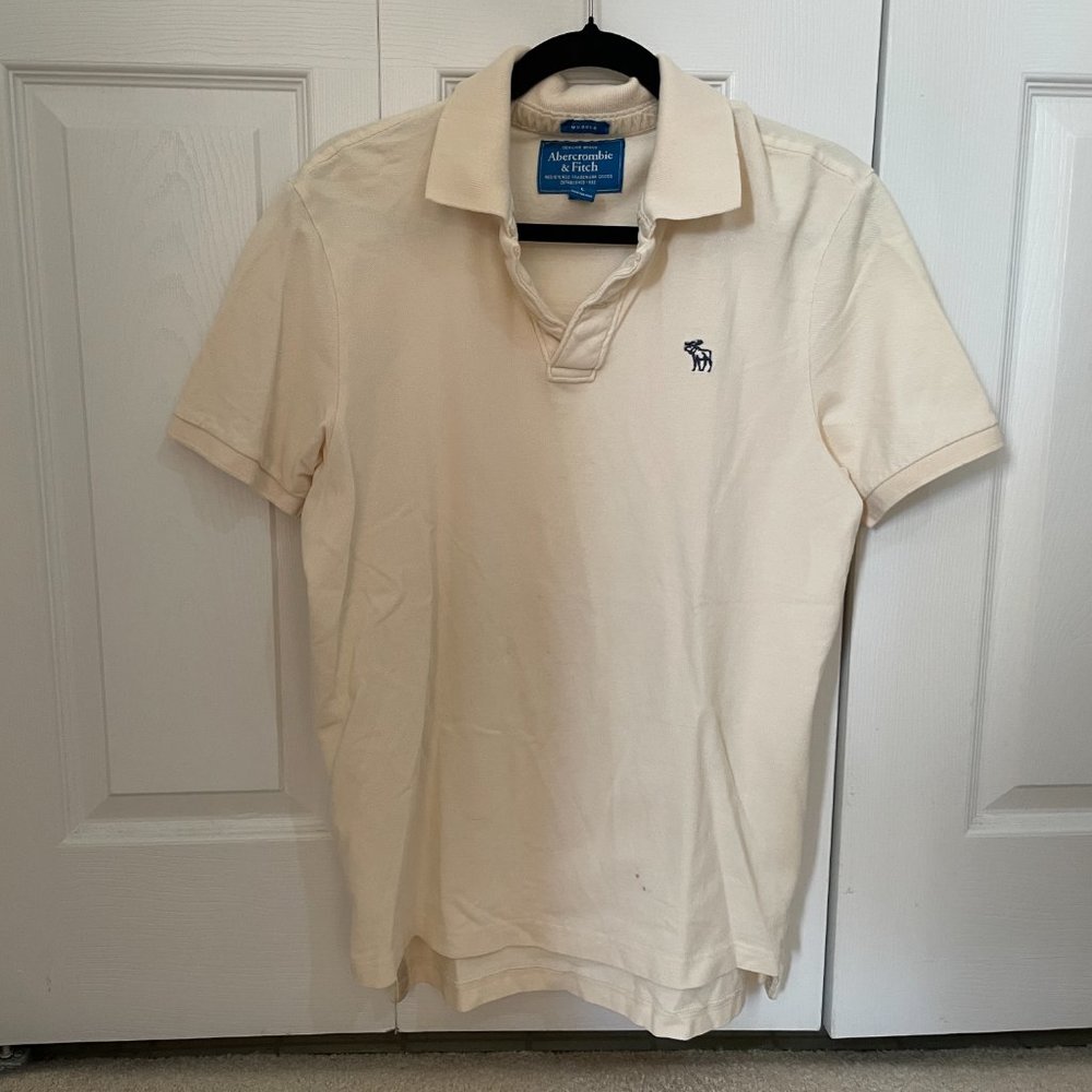 Abercrombie Cream Short Sleeved Mens Polo - Picture 3 of 5